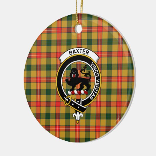 Schotse Clan Baxter Tartan en Wapenembleem Keramisch Ornament (Links)