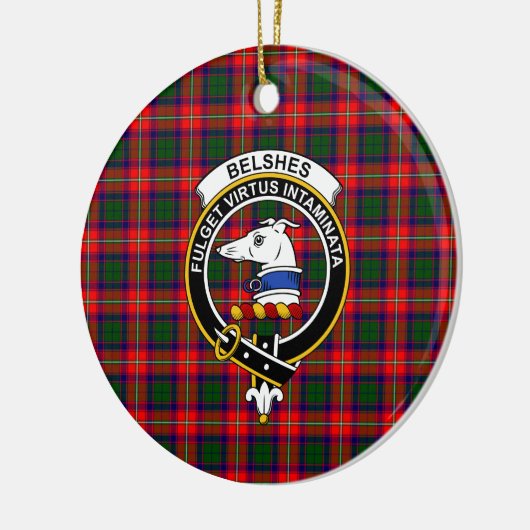 Schotse Clan Belshes Tartan en Wapenembleem Keramisch Ornament (Links)