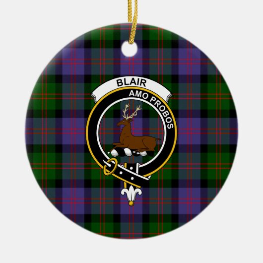 Schotse Clan Blair Modern Tartan en Crest Keramisch Ornament (Voorkant)