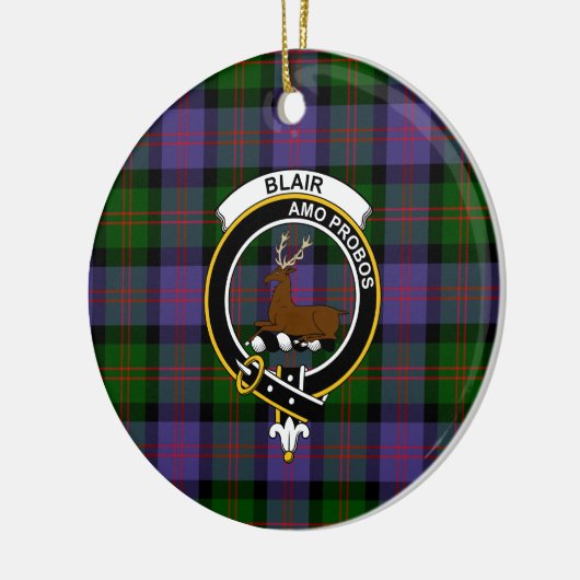 Schotse Clan Blair Modern Tartan en Crest Keramisch Ornament (Links)