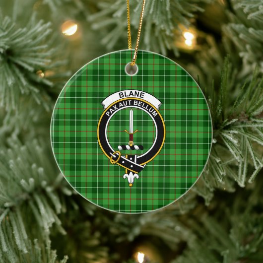 Schotse Clan Blane Tartan en Wapenembleem Keramisch Ornament (Boom)