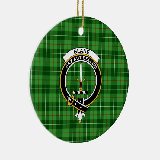 Schotse Clan Blane Tartan en Wapenembleem Keramisch Ornament (Rechts)
