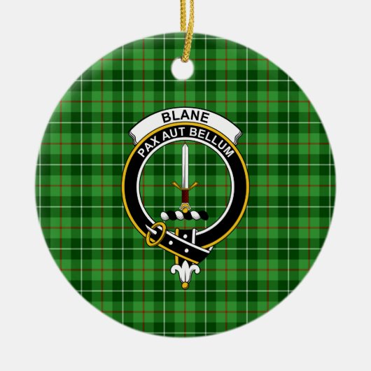 Schotse Clan Blane Tartan en Wapenembleem Keramisch Ornament (Voorkant)