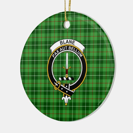 Schotse Clan Blane Tartan en Wapenembleem Keramisch Ornament (Links)