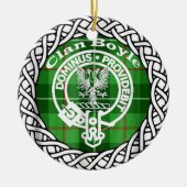 Schotse Clan Boyle Tartan en Wapenschild Keramisch Ornament (Voorkant)