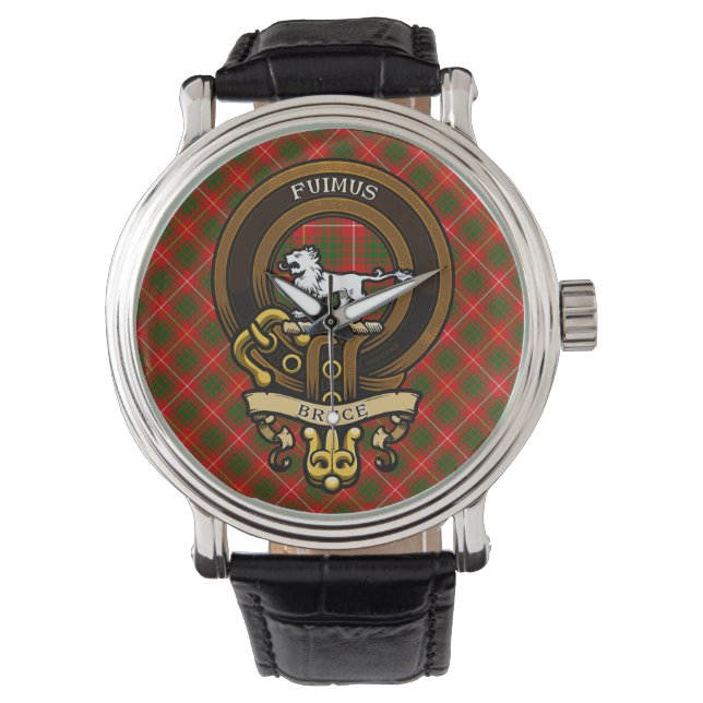 Schotse Clan Bruce Badge en Crest | Wapenschild Horloge (Voorkant)