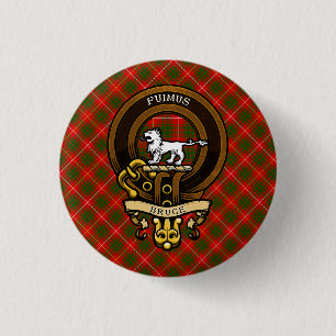 Schotse Clan Bruce Badge en Crest   Wapenschild Ronde Button 3,2 Cm