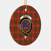 Schotse Clan Bruce Modern Tartan en Wapenembleem Keramisch Ornament (Rechts)