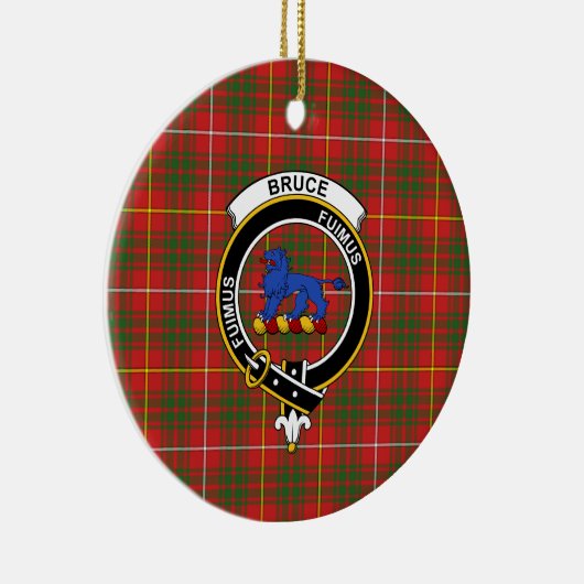 Schotse Clan Bruce Modern Tartan en Wapenembleem Keramisch Ornament (Rechts)