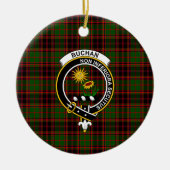 Schotse Clan Buchan Moderne Tartan en Wapenembleem Keramisch Ornament (Voorkant)