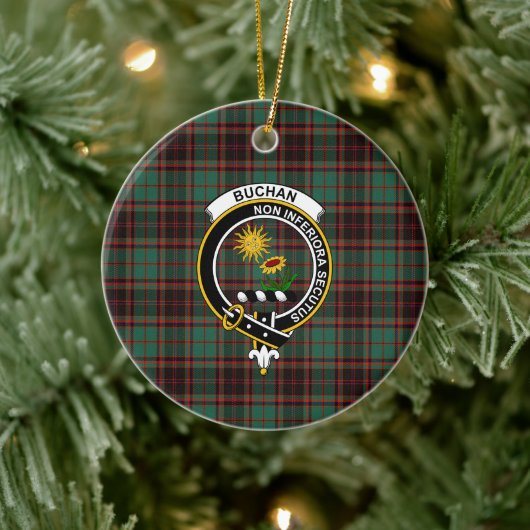 Schotse Clan Buchan Oude Tartan en Wapenembleem Keramisch Ornament (Boom)