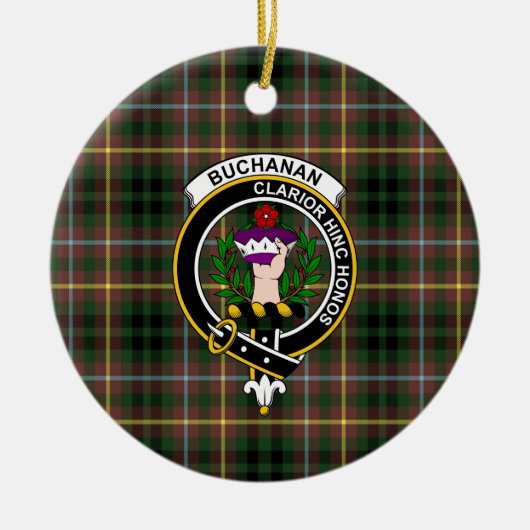 Schotse Clan Buchanan Hunting Tartan en Wapen Keramisch Ornament (Voorkant)