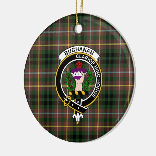 Schotse Clan Buchanan Hunting Tartan en Wapen Keramisch Ornament (Links)