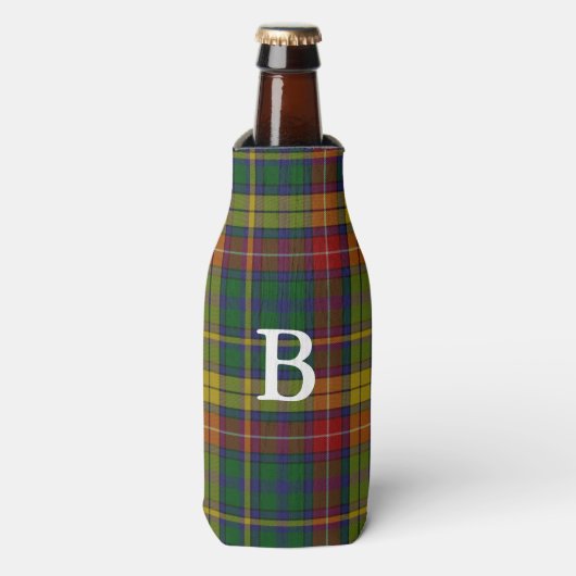 Schotse clan Buchanan Tartan Plaid Bottle Cooler (Fles Voorkant)
