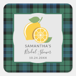 Schotse Clan Campbell Tartan Rustische Bruiloftsbo Vierkante Sticker