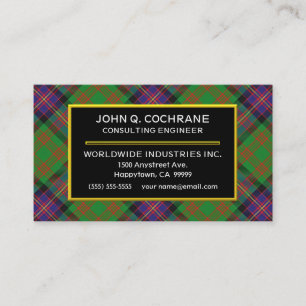 Schotse Clan Cochrane Tartan Plaid Visitekaartje