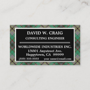 Schotse Clan Craig Tartan Plaid Visitekaartje
