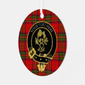 Schotse Clan Crest Tartan Jouw tekst Metalen Ornament (Voorkant links)