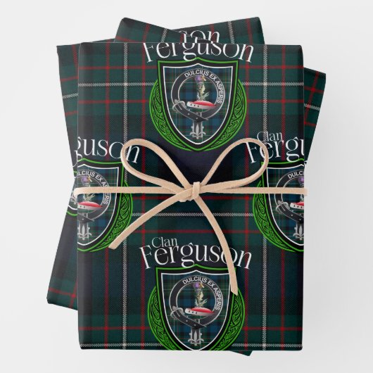 Schotse Clan Ferguson Tartan & Crest Inpakpapier Vel (In situ)