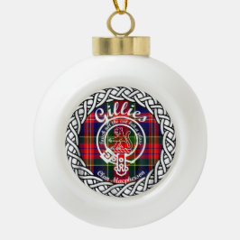 Schotse Clan Gillies Tartan en Wapenembleem Keramische Bal Ornament