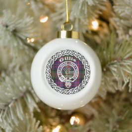 Schotse Clan Gillis Tartan en Wapenembleem Keramische Bal Ornament