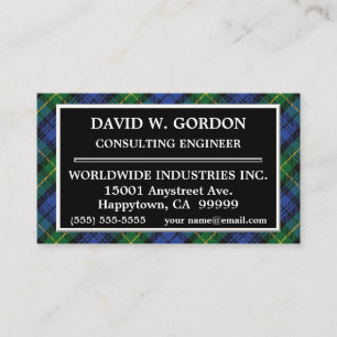 Schotse Clan Gordon Tartan Plaid Visitekaartje