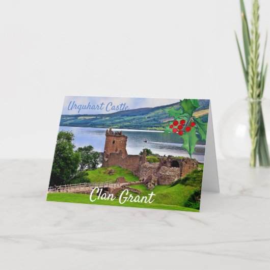 Schotse Clan Grant Urquhart Castle Kerstmis Kaart (Voorkant)