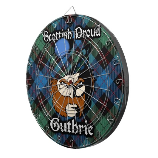 Schotse Clan Guthrie Tartan Dartboard Dartbord (Voorkant Rechts)