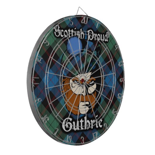 Schotse Clan Guthrie Tartan Dartboard Dartbord (Voorkant Links)
