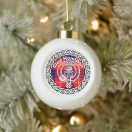 Schotse Clan Hamilton Tartan en Wapenembleem Keramische Bal Ornament
