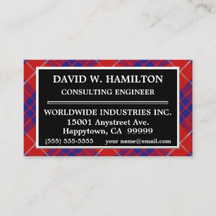 Schotse Clan Hamilton Tartan Plaid Visitekaartje