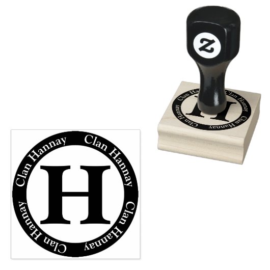Schotse Clan Hannay Letter H Monogram Rubberstempel (Gestempeld)