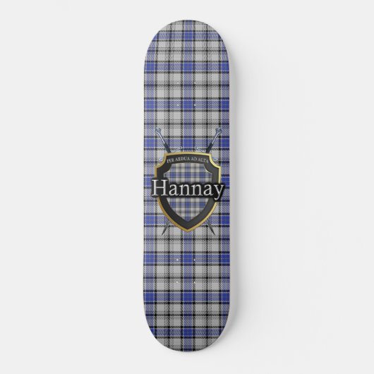 Schotse Clan Hannay Tartan Shield Persoonlijk Skateboard (Voorkant)