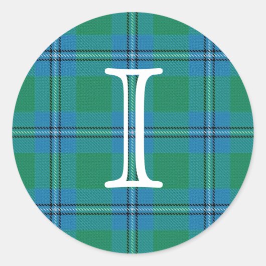 Schotse Clan Irvine Irwin Tartan met Monogram Ronde Sticker (Voorkant)