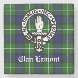 Schotse Clan Lamont Crest Badge en Tartan Stenen Onderzetter