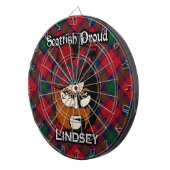 Schotse Clan Lindsey Lindsay Tartan Dartboard Dartbord (Voorkant Rechts)