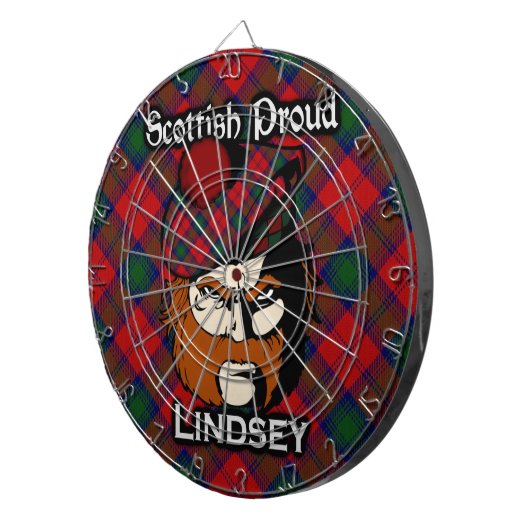 Schotse Clan Lindsey Lindsay Tartan Dartboard Dartbord (Voorkant Rechts)