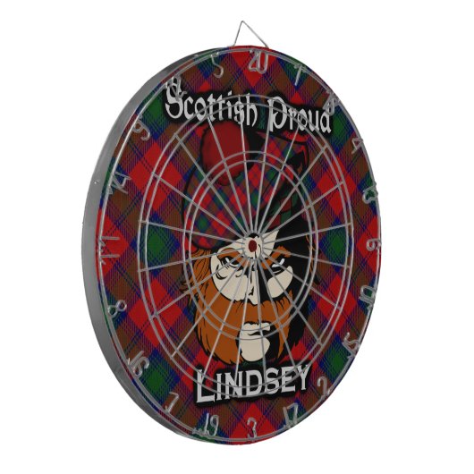 Schotse Clan Lindsey Lindsay Tartan Dartboard Dartbord (Voorkant Links)