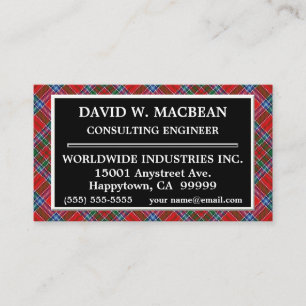 Schotse Clan MacBean MacBain Tartan Plaid Visitekaartje