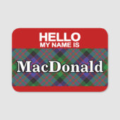 Schotse Clan MacDonald Tartan Plaid Naamplaatje (Voorkant)