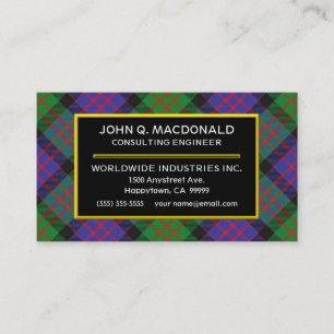 Schotse Clan MacDonald Tartan Plaid Visitekaartje