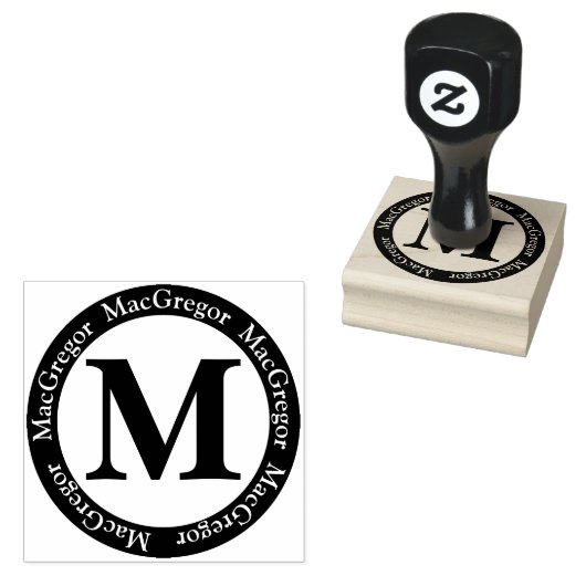 Schotse Clan MacGregor Letter M Monogram Rubberstempel (Gestempeld)