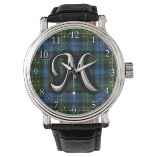 Schotse Clan MacKenzie Letter M Monogram Tartan Horloge