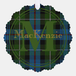 Schotse clan MacKenzie Tartan Gold Name-Initiaal Ornament Kaart