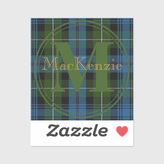 Schotse clan MacKenzie Tartan Gold Name-Initiaal Sticker (Vel)