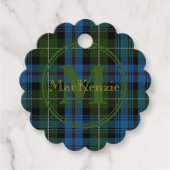 Schotse clan MacKenzie Tartan Gold Name/Monogram Bedankjes Labels (Voorkant)