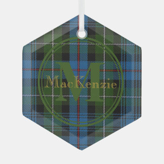 Schotse clan MacKenzie Tartan Gold Name/Monogram Glas Ornament