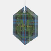 Schotse clan MacKenzie Tartan Gold Name/Monogram Glas Ornament (Voorkant links)