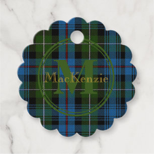 Schotse Clan MacKenzie Tartan Gouden Naam/Monogram Bedankjes Labels