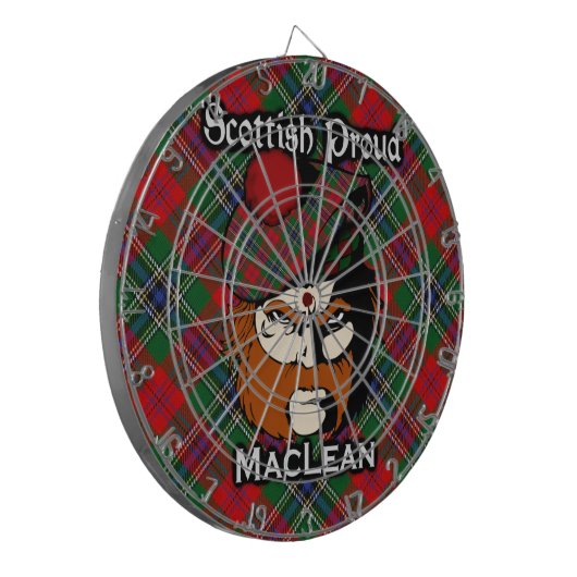 Schotse Clan MacLean Tartan Dartboard Dartbord (Voorkant Links)